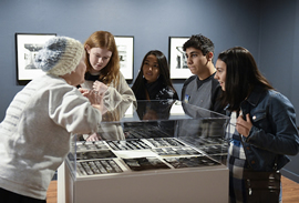 Barbara talking with young visitors (photo by John Wilson)