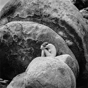 Edna Bullock black and white photograph: Peggy and Round Rock, 1991