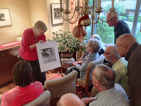 Barbara sharing Edna's Apparition in a Gallery at a  workshop gathering in her home © 2015 Craig Varjabedian 